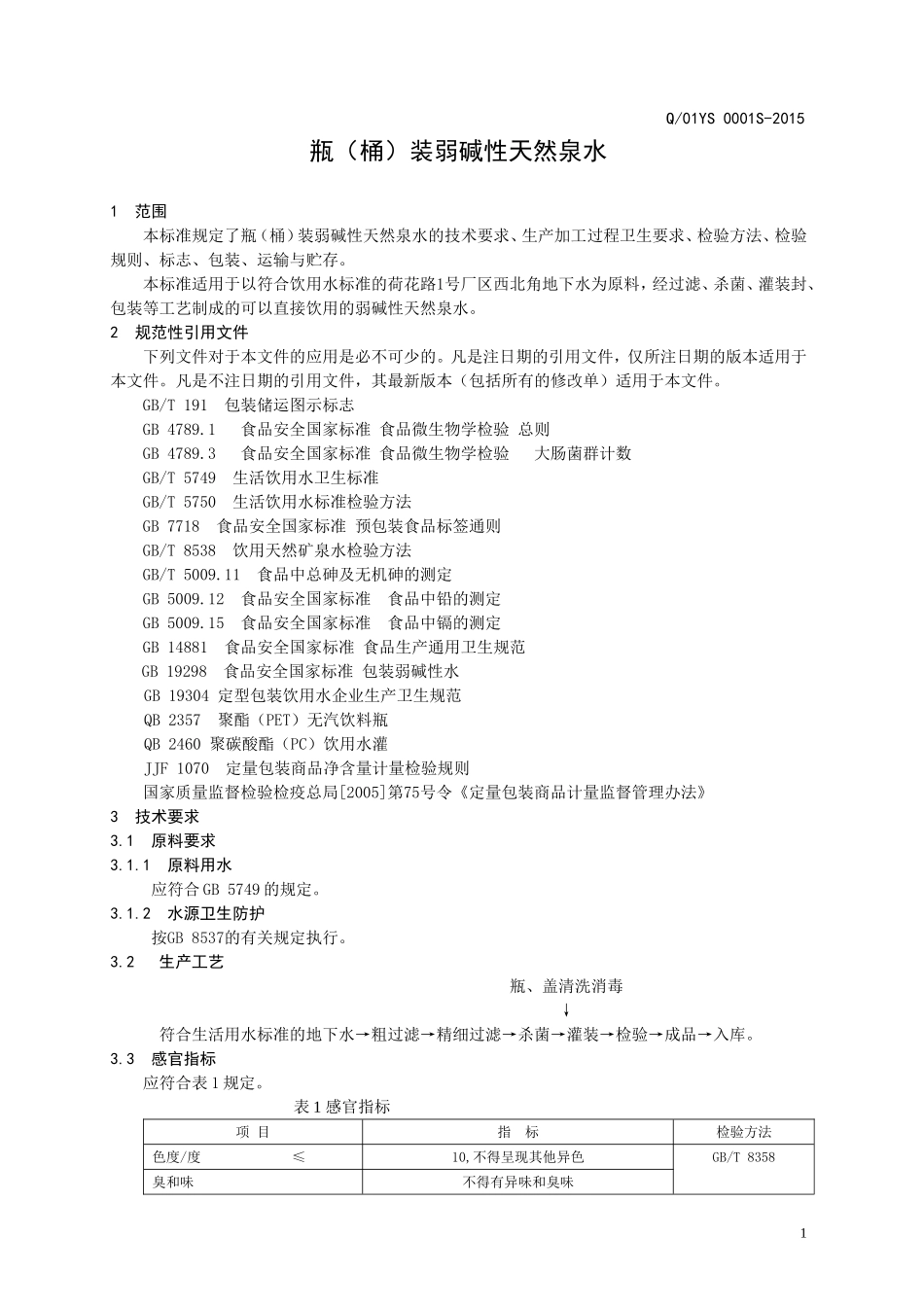 Q01YS 0001 S -2015 济南燕山食品有限公司 瓶（桶）装弱碱性天然泉水.doc_第3页