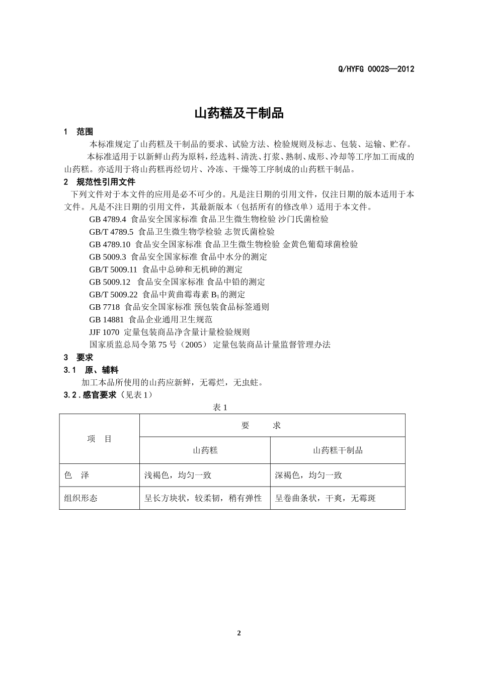 QHYFG 0002 S-2012 台江县红云飞歌特色农产品专业合作社 山药糕及干制品.doc_第3页