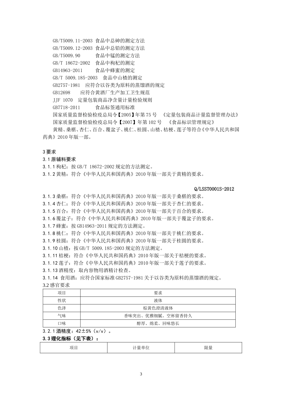 QLSST 0001 S-2012 贵州联盛生态发展有限公司 长寿长乐牌酒（配制酒）.doc_第3页