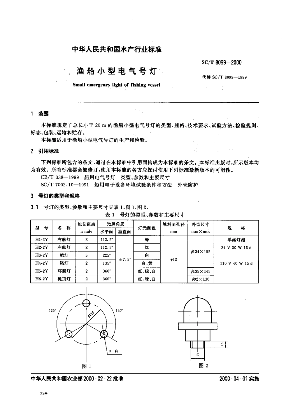 SCT 8099-2000 渔船小型电气号灯.pdf_第2页