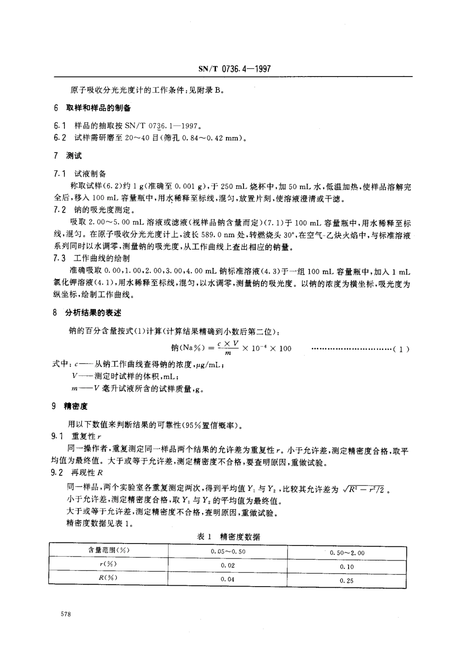 SNT 0736.4-1997 进出口化肥检验方法 火焰原子吸收光谱法测定钠量.pdf_第3页