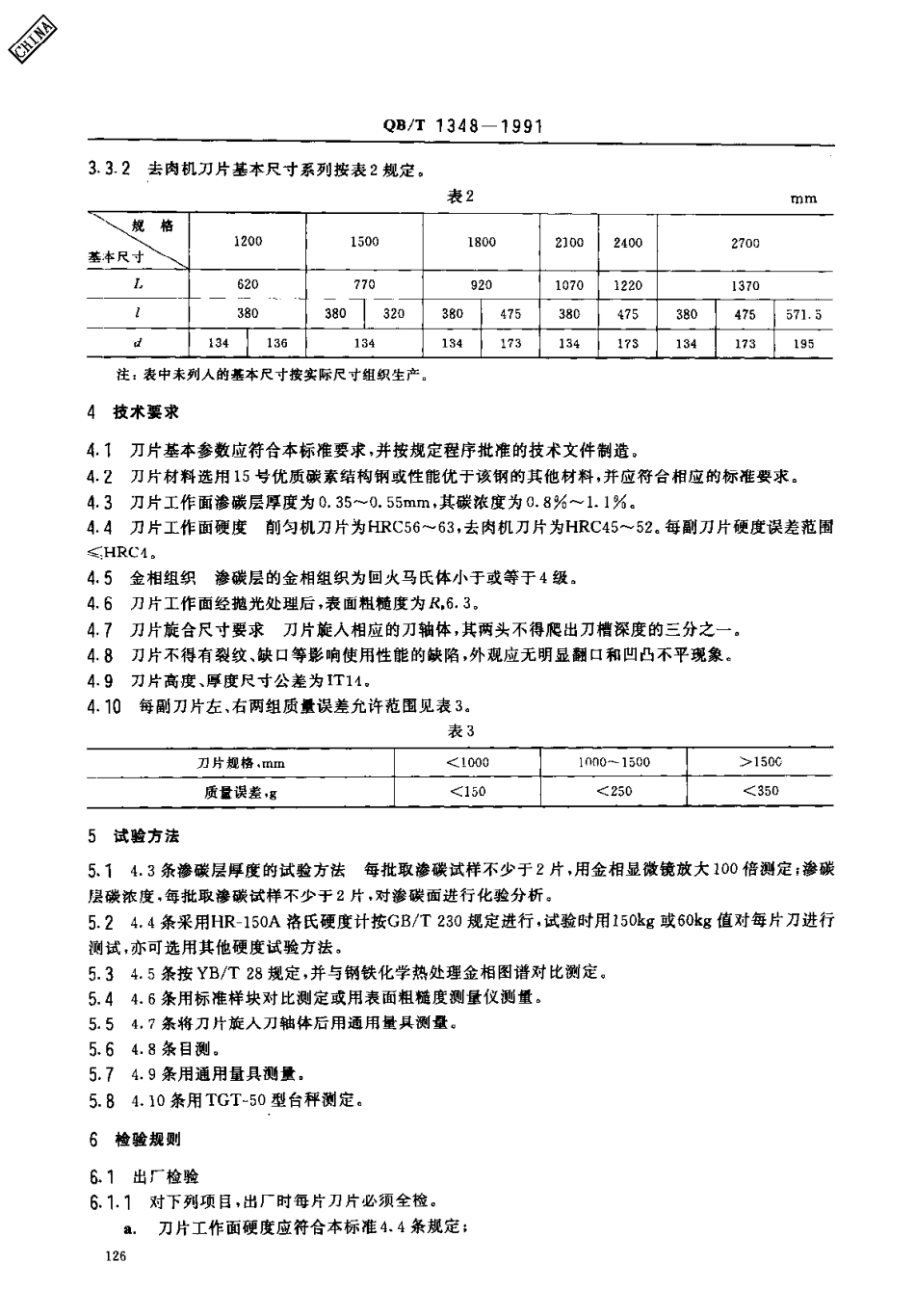 QBT 1348-1991 削匀机与去肉机刀片.pdf_第2页