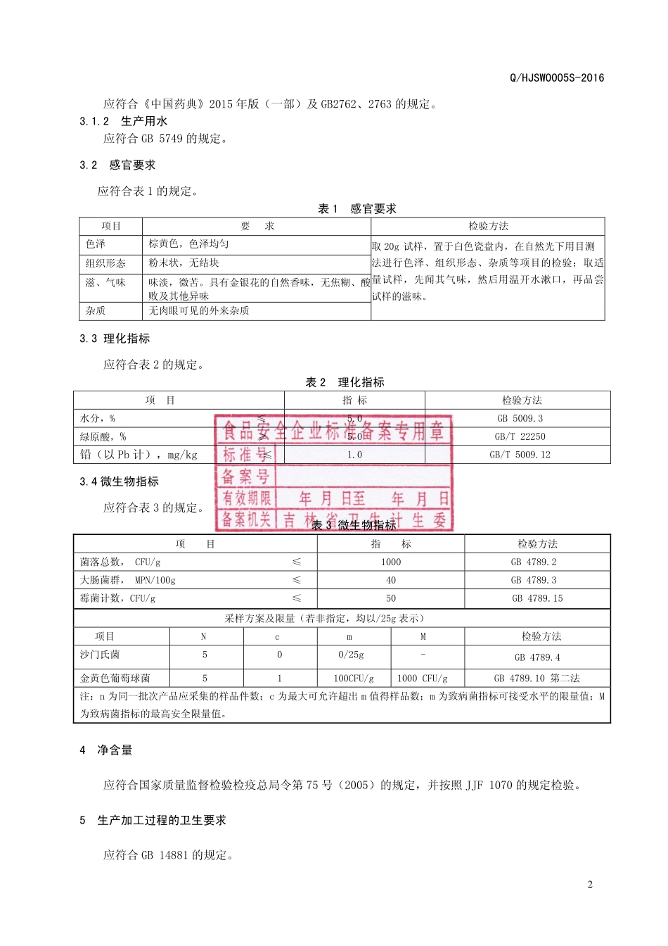 QHJSW 0005 S2016 吉林省宏久生物科技股份有限公司 金银花提取粉（固体饮料）.pdf_第3页
