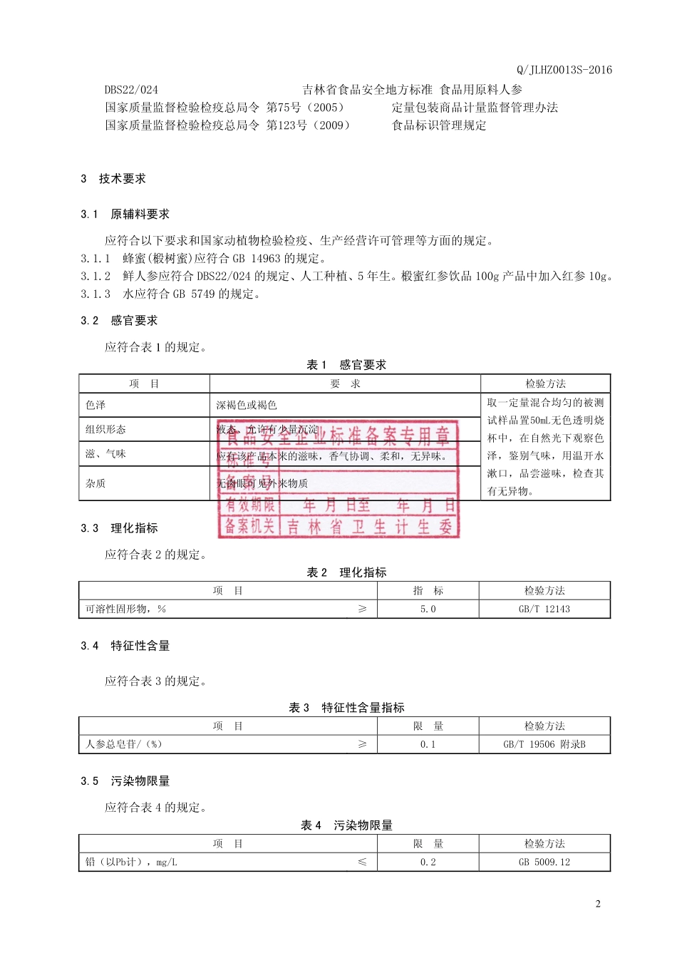 QJLHZ 0013 S-2016 吉林韩正人参有限公司 椴蜜红参饮品.pdf_第3页