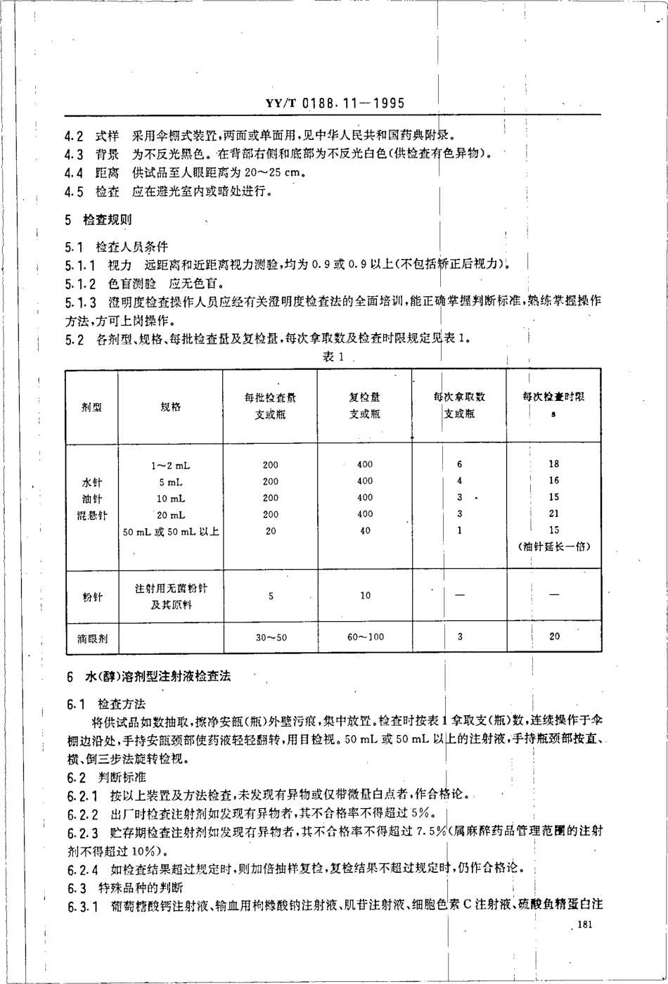 yy 0188.11-1995 药品检验操作规程 第11部分-澄明度检查法.pdf_第3页