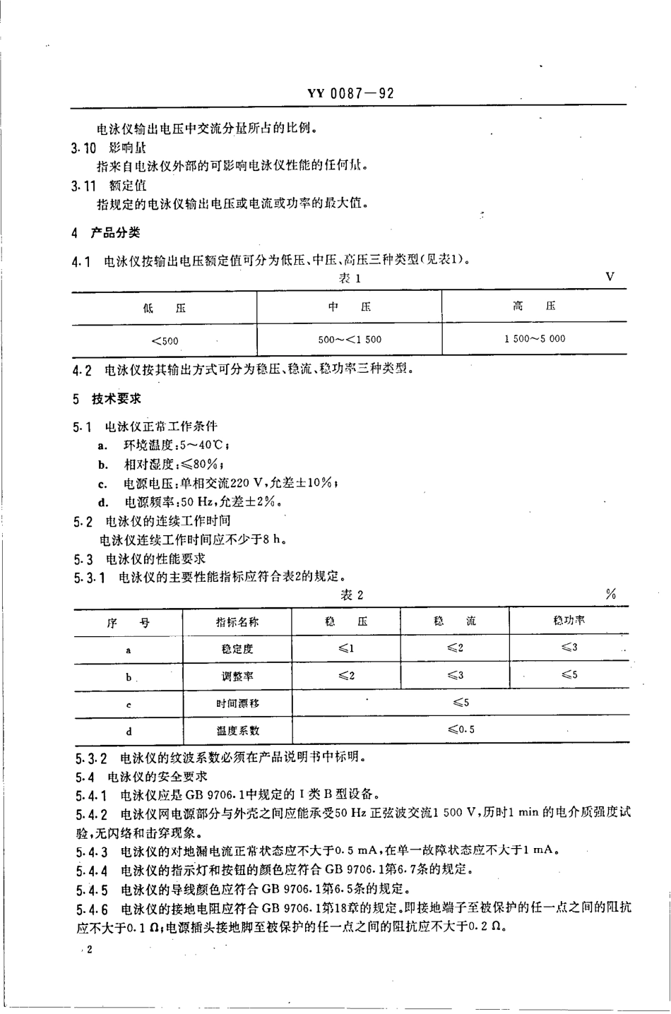 yy0087-1992 电泳仪.pdf_第2页