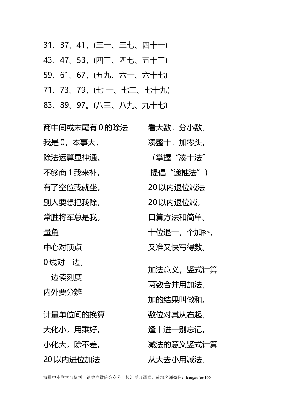 小学三年级下册（三下）数学《知识点记忆口诀》孩子熟背.docx_第3页