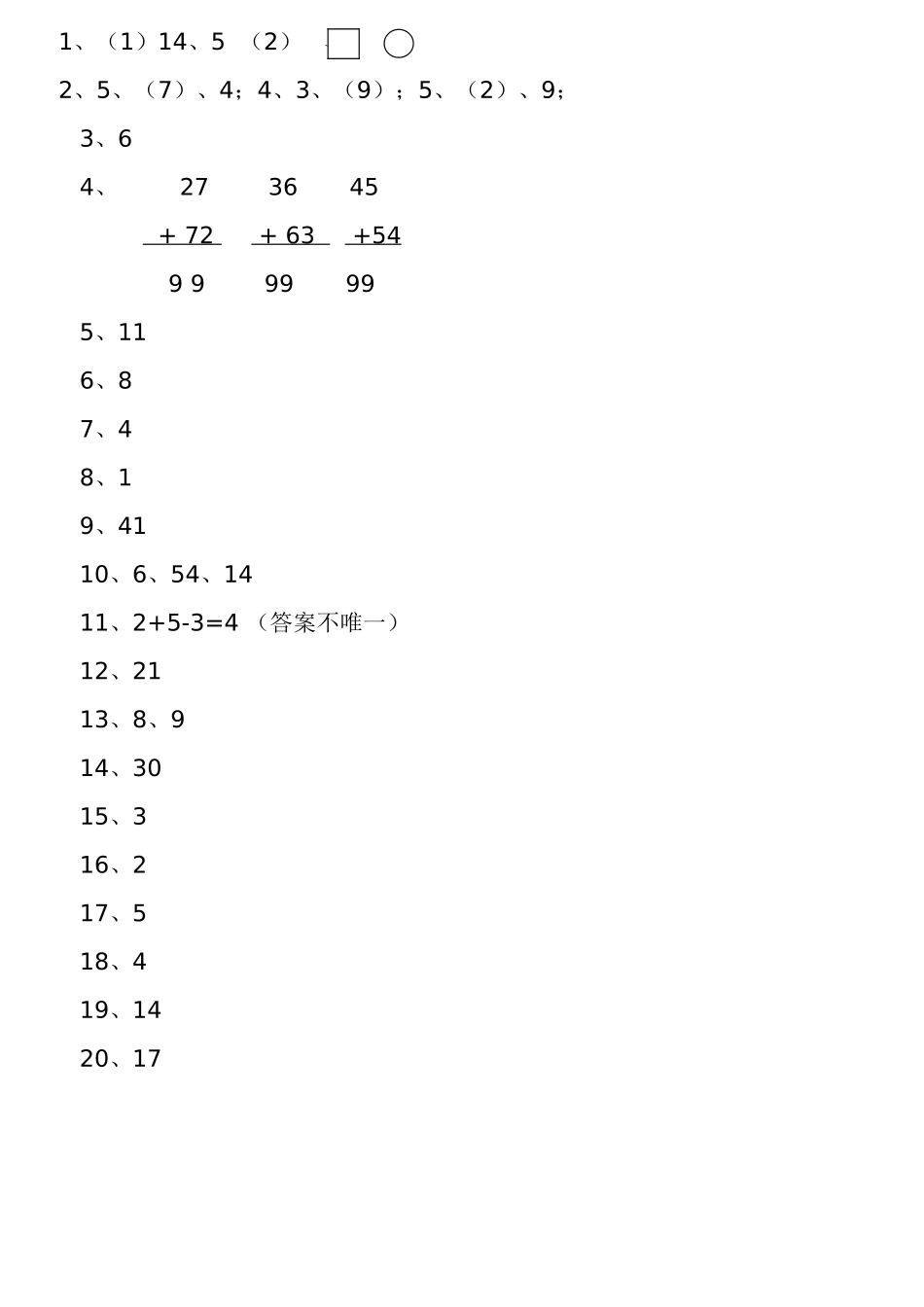 小学一年级数学上册竞赛试题及答案.doc_第3页