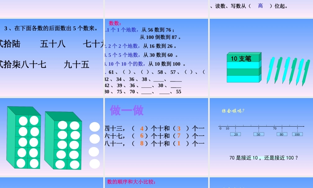 一年级下册数学专项资料-100以内数的认识 30页.ppt