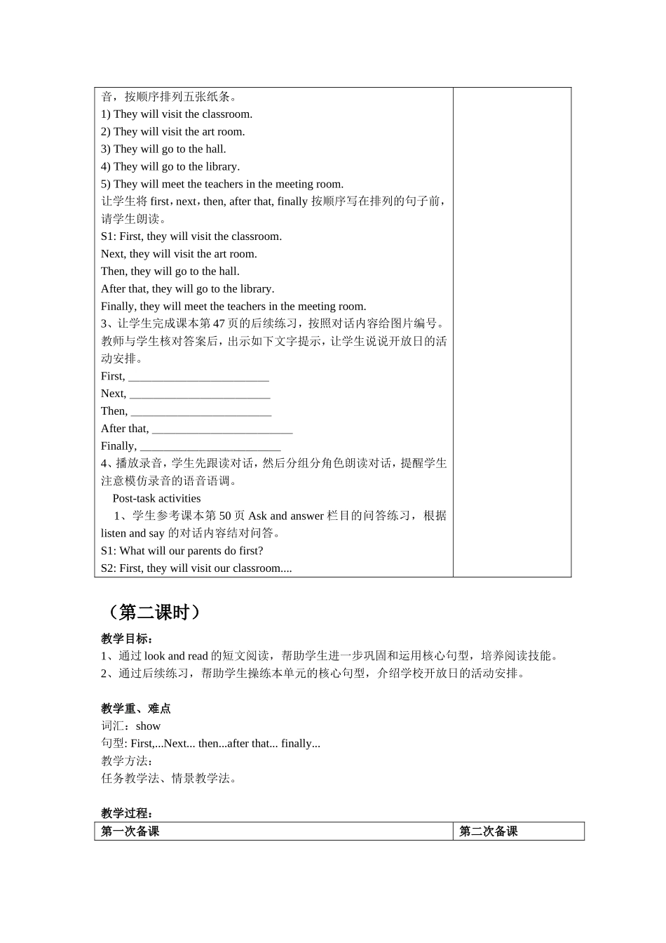 【沪教牛津版（三起）】五年级下册英语教案 module 3 unit 7 open day 表格式教案（共3课时）.doc_第2页
