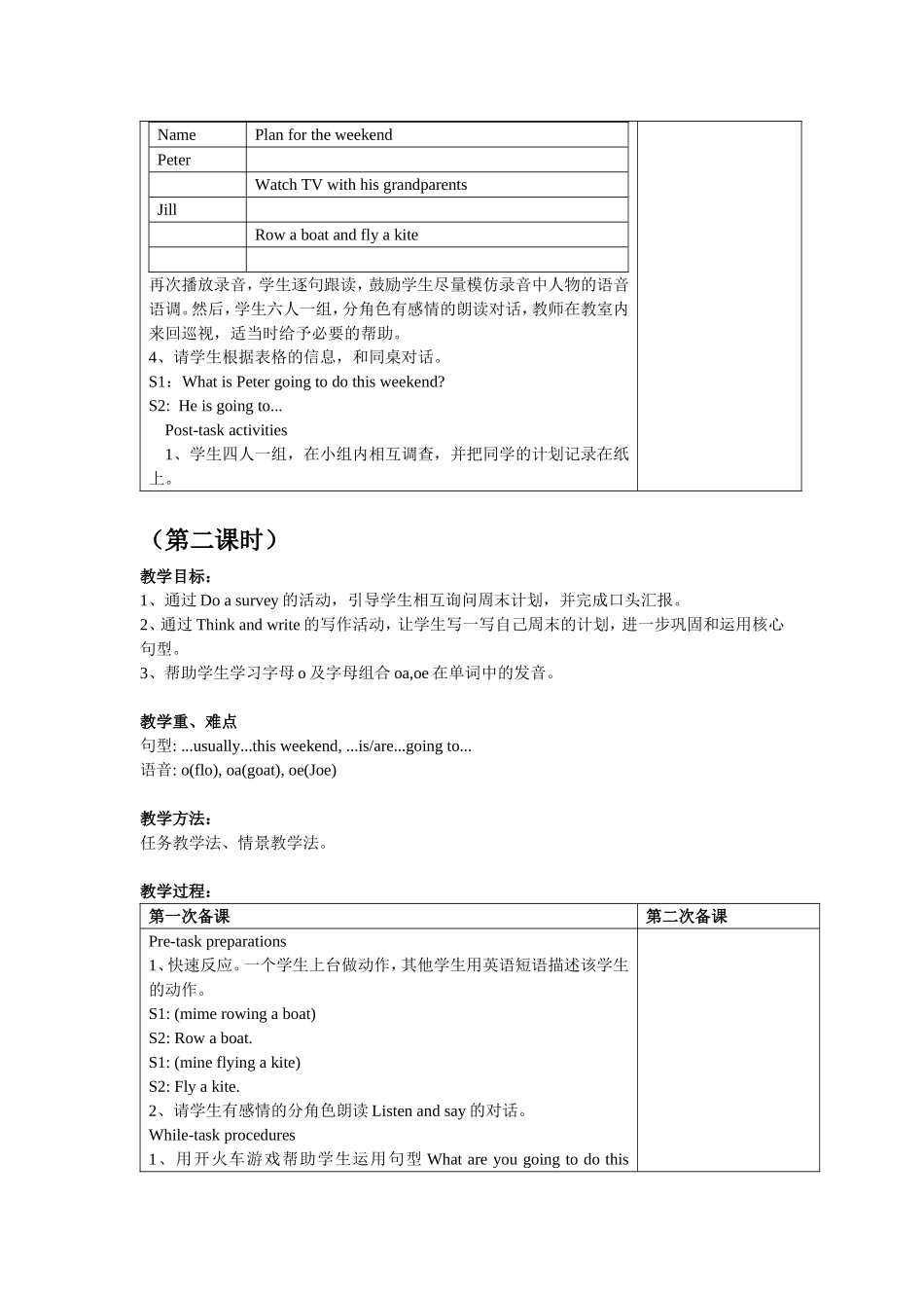 【沪教牛津版（三起）】五年级下册英语教案 module 2 unit 5 at the weekend 表格式教案（共3课时）.doc_第2页