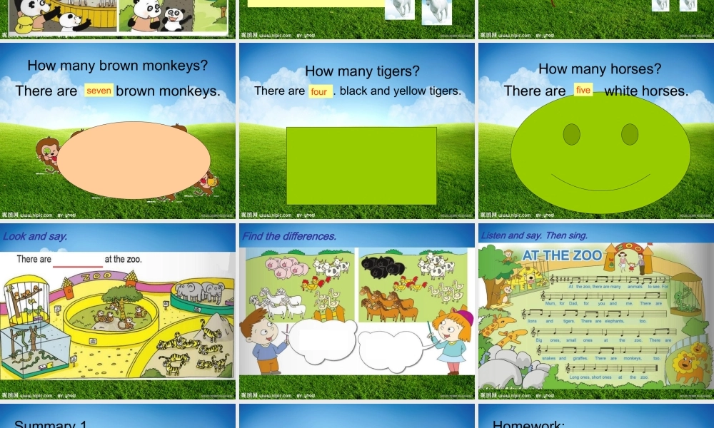 外研版（一起）一下Module 7《Unit 2 There are three brown monkeys》ppt课件1.ppt