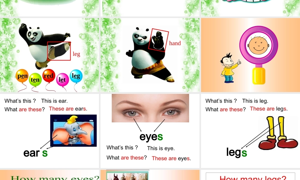 外研版（一起）一下Module 4《Unit 2 These are your legs》ppt课件1.ppt