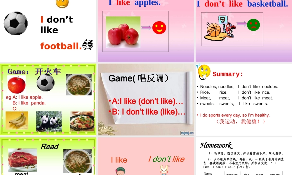 Module 2《Unit 1 I don’t like meat》ppt课件1.ppt