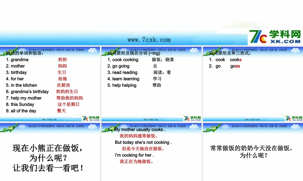 外研版（一起）二下Module 6《Unit 2 My grandma usually cooks》ppt课件2.ppt