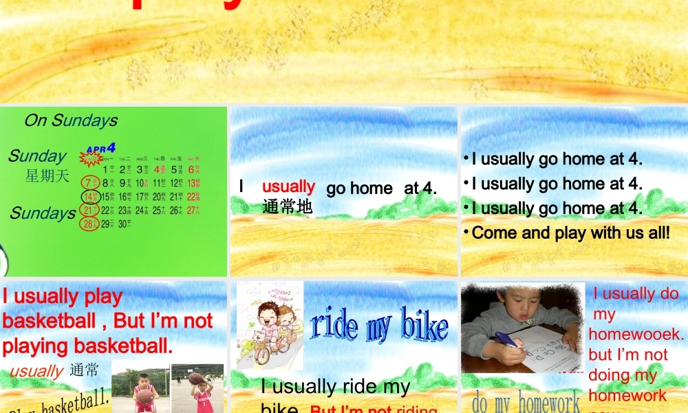 外研版（一起）二下Module 6《Unit 1 I usually play basketball》ppt课件3.ppt