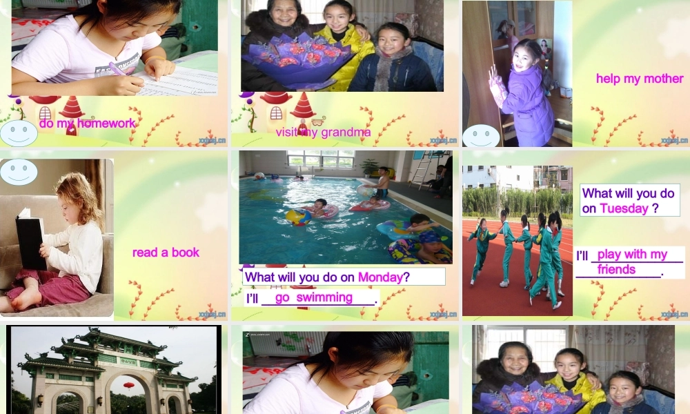 外研版一起小学英语三下《Module 5Unit 2 On Monday,I'll go swimming.》PPT课件.ppt