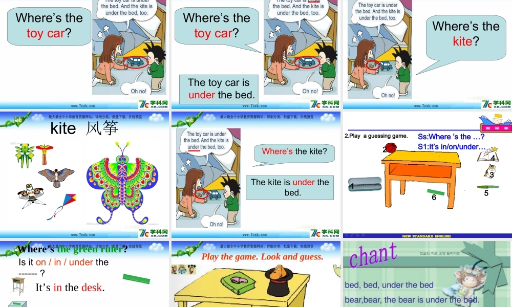 外研版（一起）一下Module 2《Unit 2 The toy car is under the bed》ppt课件1.ppt