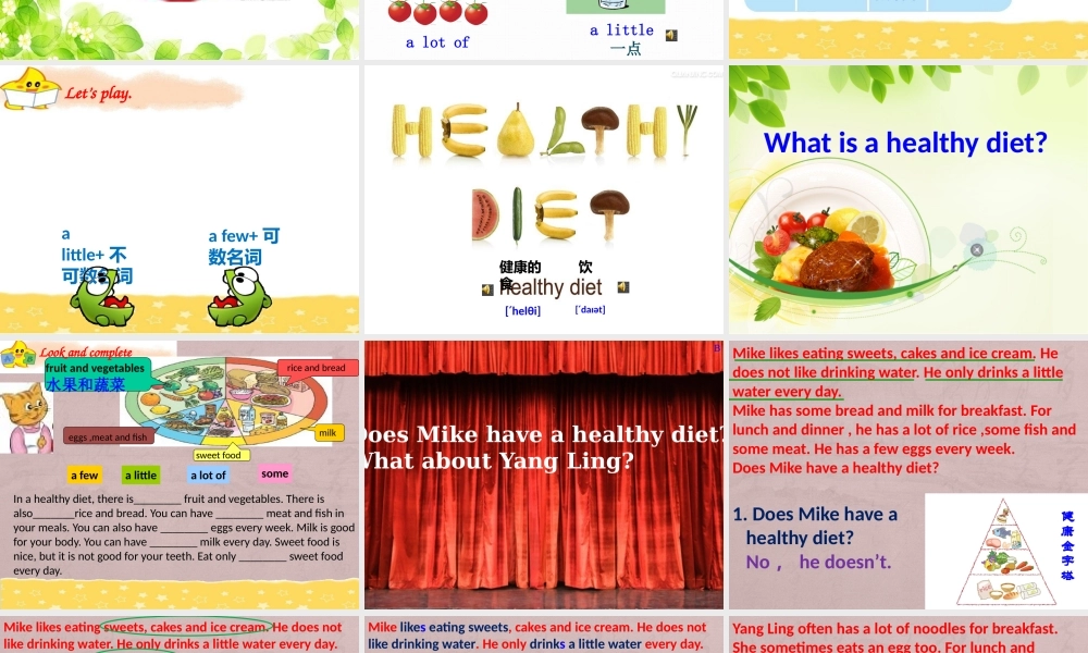牛津译林苏教版小学英语六下《Unit 3 A healthy diet》PPT课件 (1).pptx