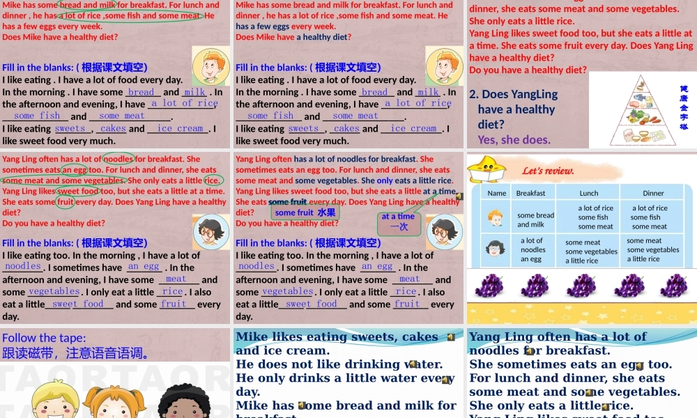 牛津译林苏教版小学英语六下《Unit 3 A healthy diet》PPT课件 (1).pptx