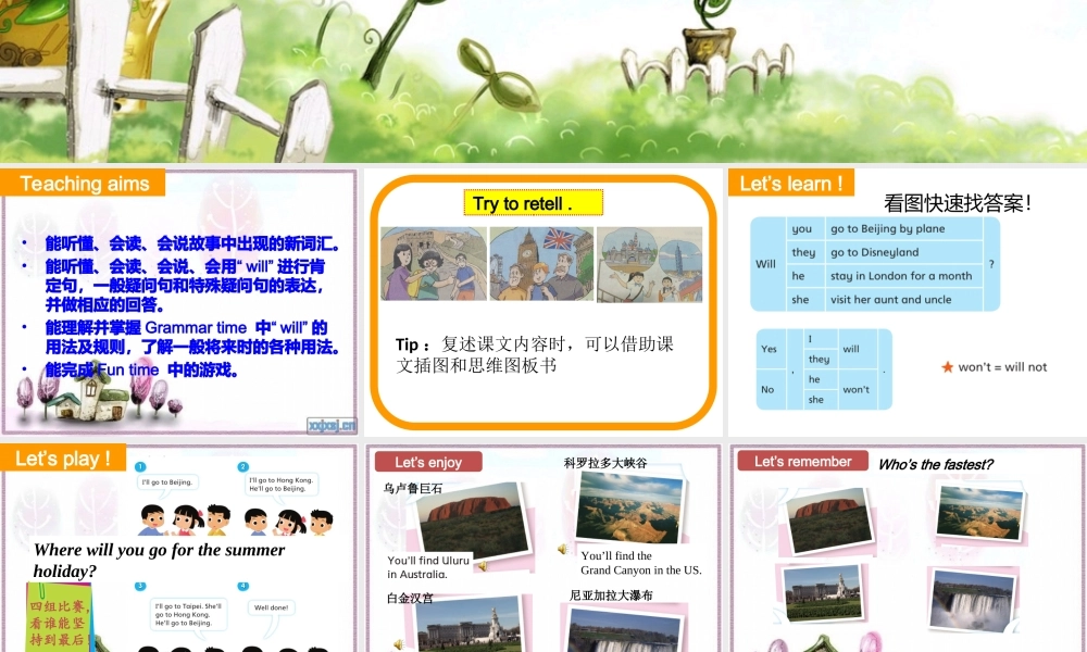 牛津译林苏教版小学英语六下《Unit 7 Summer holiday plans 》PPT课件 (1).ppt