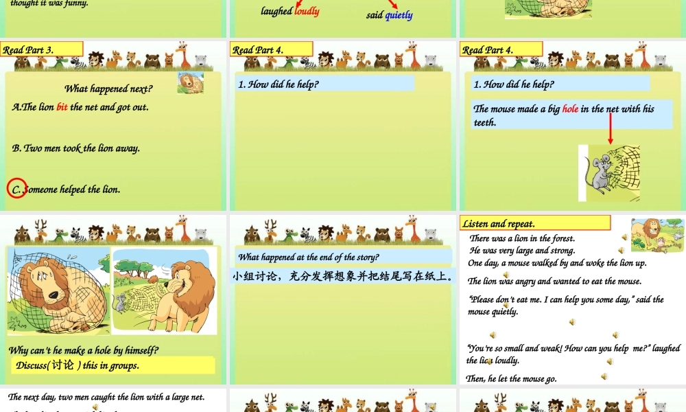 牛津译林苏教版小学英语六下《Unit 1 The lion and the mouse 》PPT课件 (4).ppt
