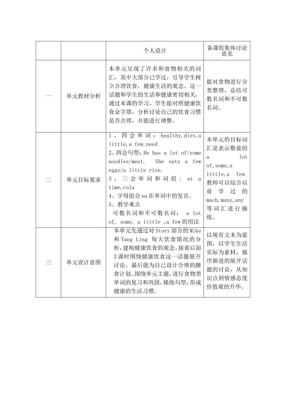 牛津译林苏教版小学英语六下《Unit 3 A healthy diet》word教案(1).doc_第2页