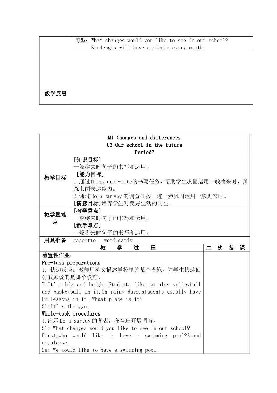 【沪教牛津版（三起）】六年级下册英语教案 Unit3 Our-school-in-the-future.doc_第3页