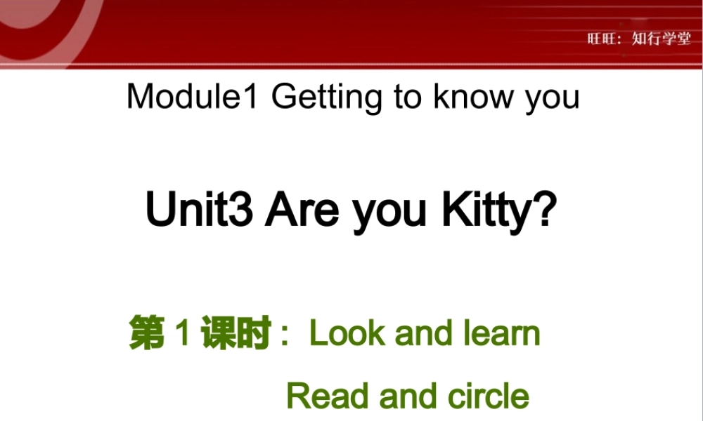 牛津上海版三上Unit 3《Are you Kitty》（第1课时）ppt课件[旺旺：知行学堂].ppt