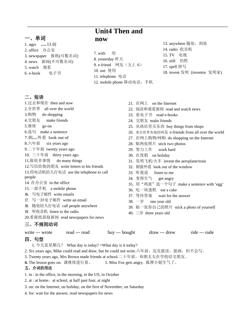 译林版六年级上 Unit4 知识点梳理.docx_第1页
