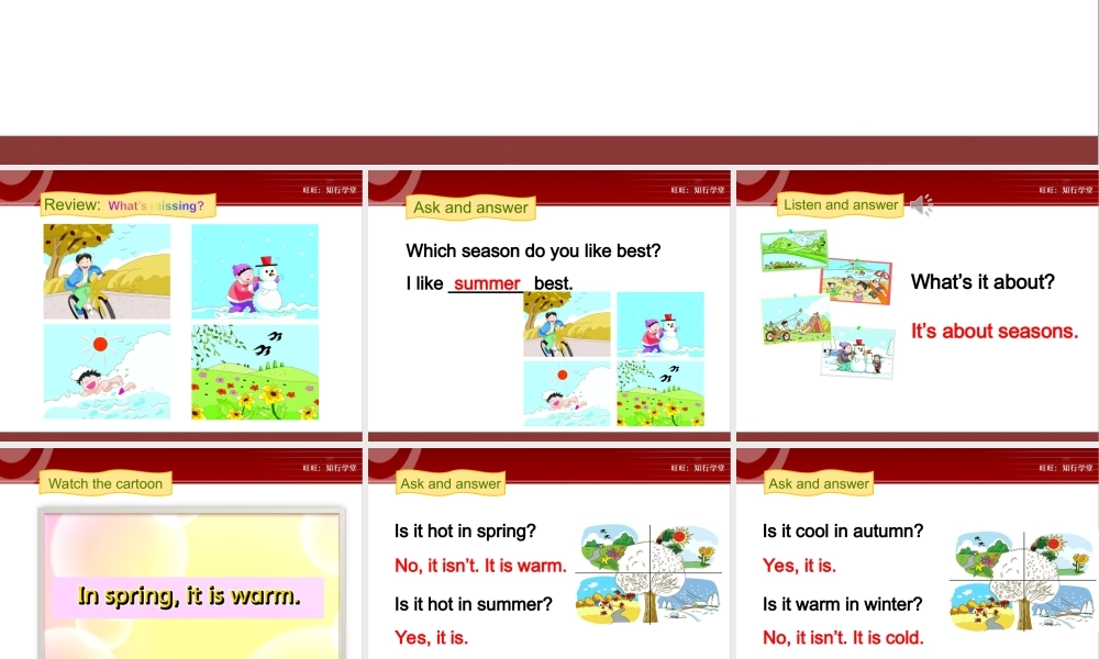 牛津上海版三上Unit 12《The four seasons》（第2课时）ppt课件[旺旺：知行学堂].ppt