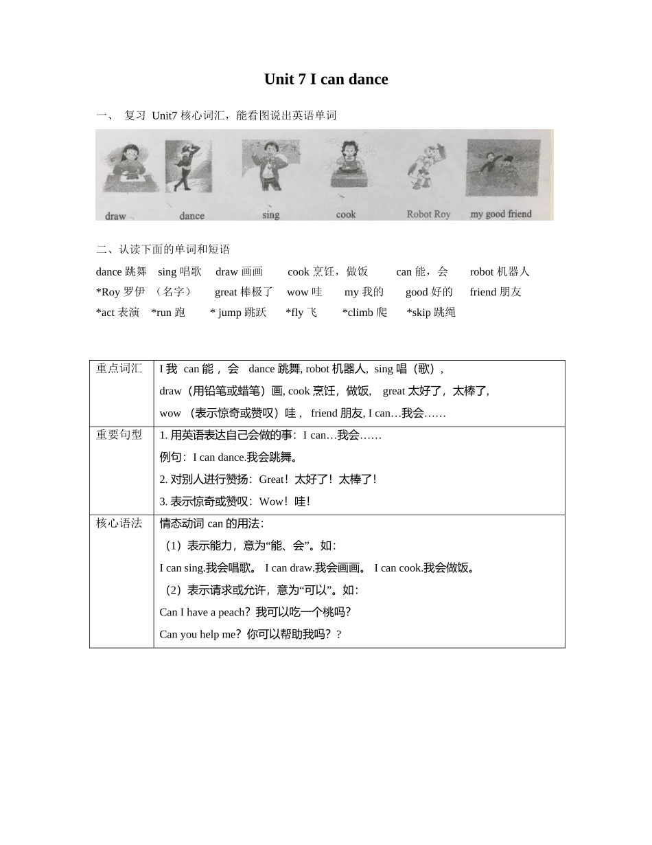 译林版一年级上 Unit7 知识点梳理.docx_第1页