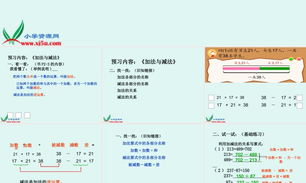 沪教小学数学四上《1.1加法与减法》PPT课件 (1).ppt