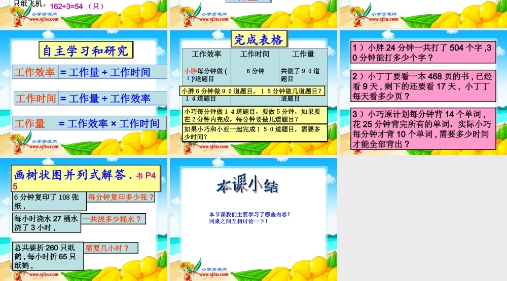 沪教小学数学四上《4.1工作效率》PPT课件 (1).ppt