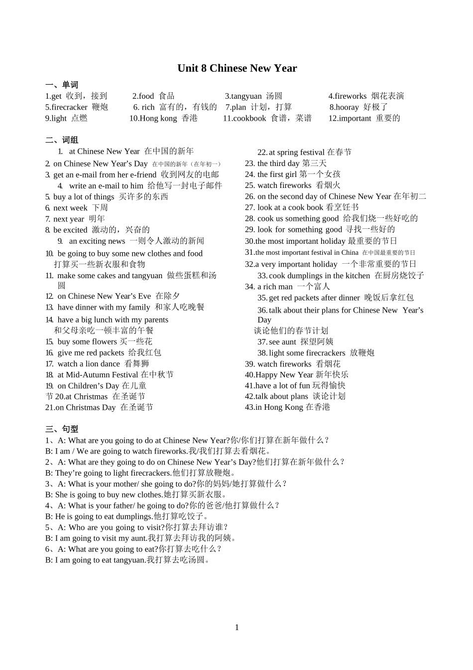 译林版六年级上 Unit8 知识点梳理.docx_第1页