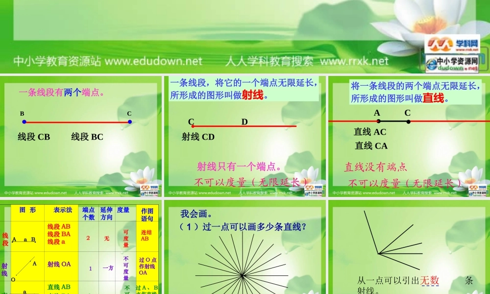 沪教小学数学四上《5.2线段、射线、直线》PPT课件 (3).ppt