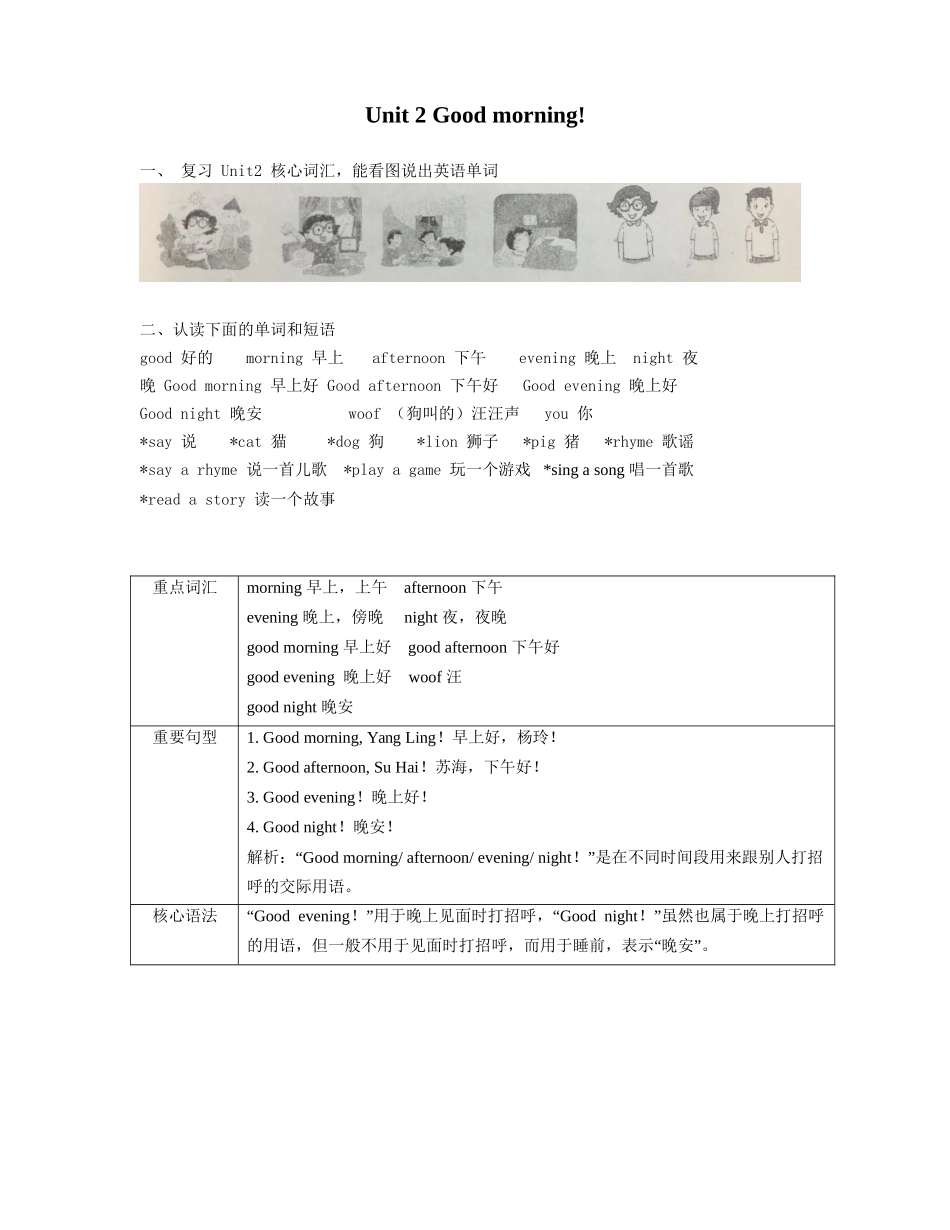 译林版一年级上 Unit2 知识点梳理.docx_第1页
