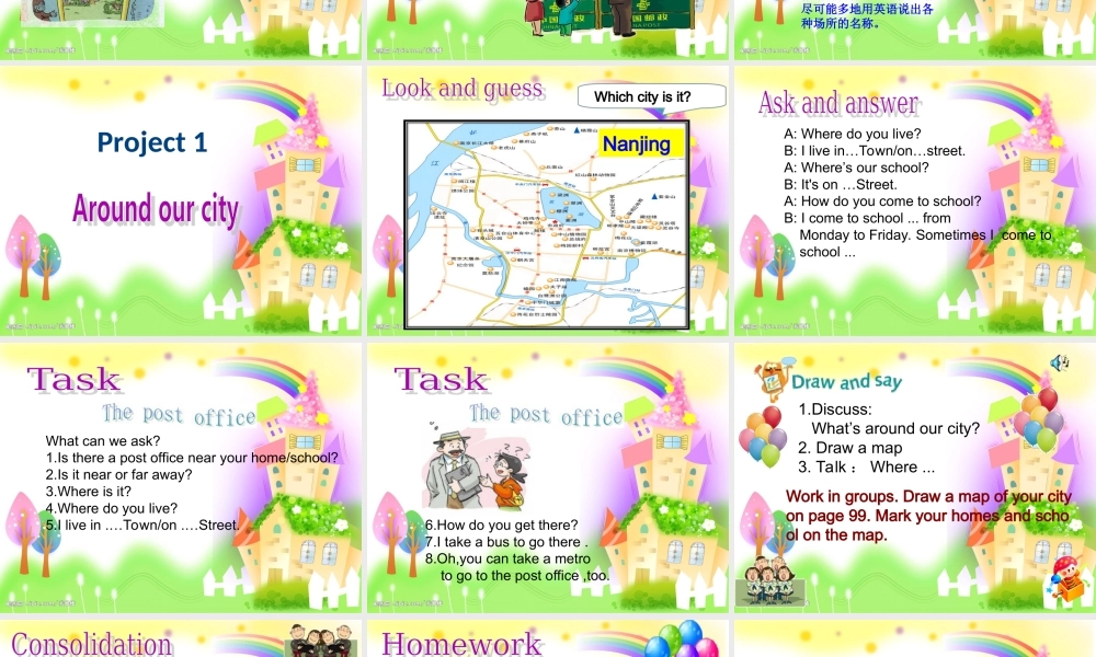 牛津译林版小学英语五下《Project 1 Around our city 》PPT课件.ppt