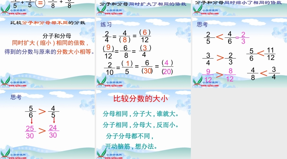 沪教小学数学四上《6.2分数》PPT课件 分数的大小比较 (2).ppt