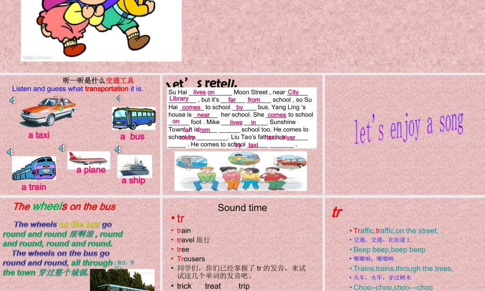 牛津译林版小学英语五下《Unit 2 How do you come to school》PPT课件 (1).ppt