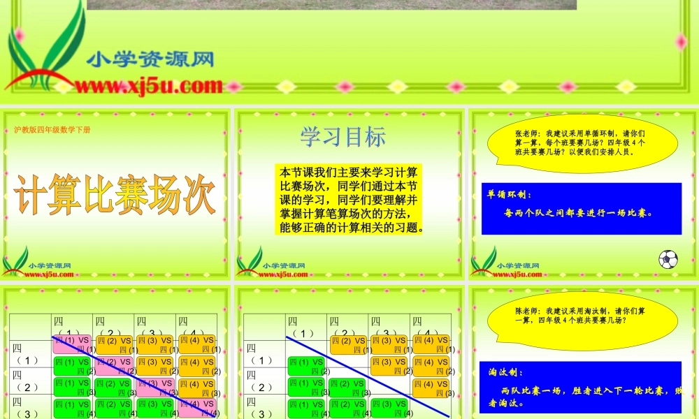 沪教小学数学四下《5.8计算比赛场次》PPT课件 (1).ppt