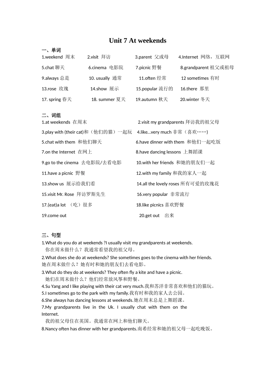 译林版五年级上 Unit7 知识点梳理.docx_第1页