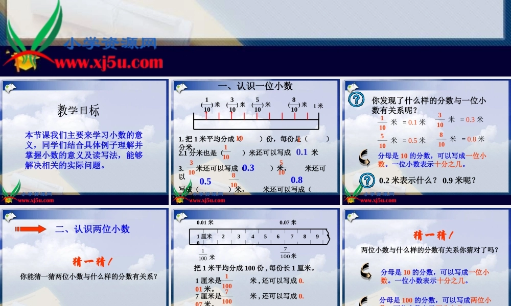 沪教小学数学四下《2.2小数的意义》PPT课件 (1).ppt