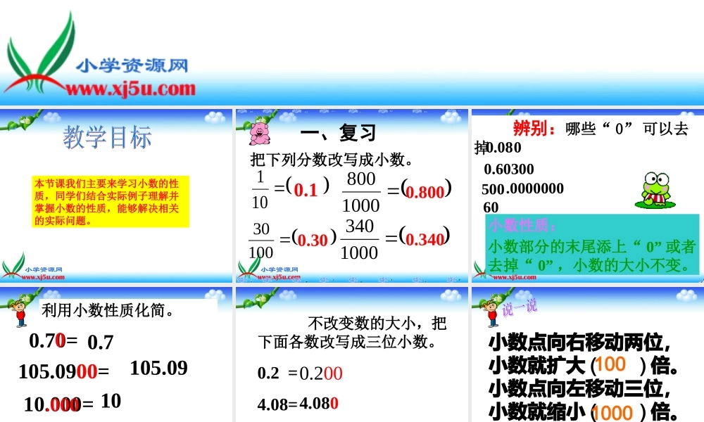 沪教小学数学四下《2.4小数的性质》PPT课件 (1).ppt