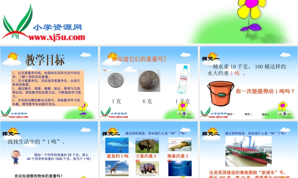 沪教小学数学四上《2.4从克到吨》PPT课件 (1).ppt