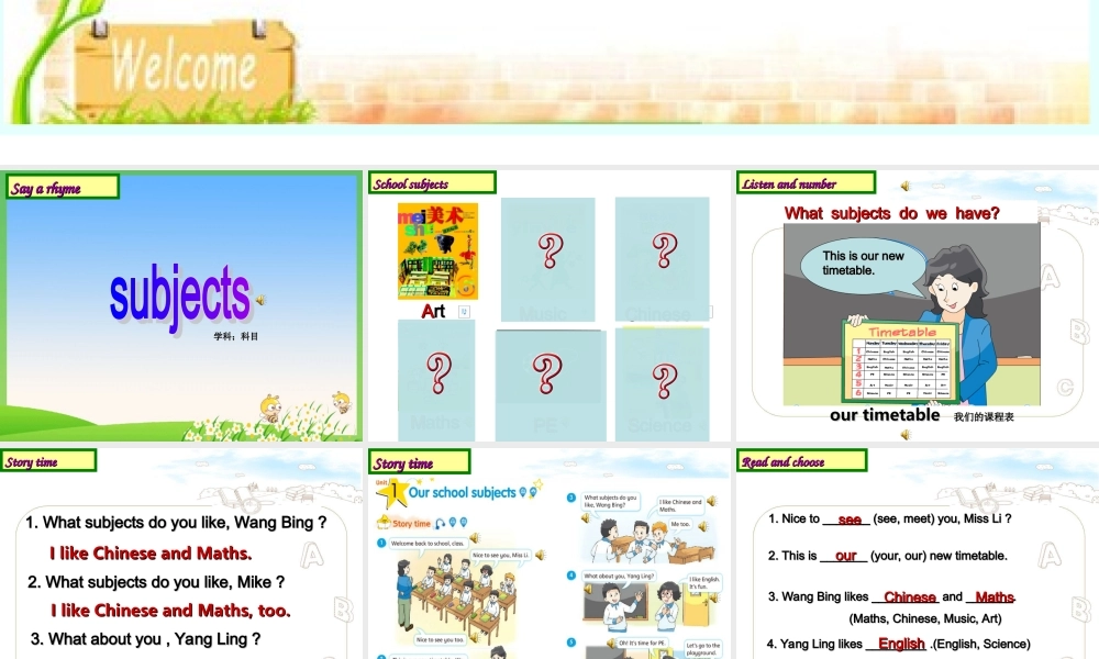 Unit Our school subject.ppt