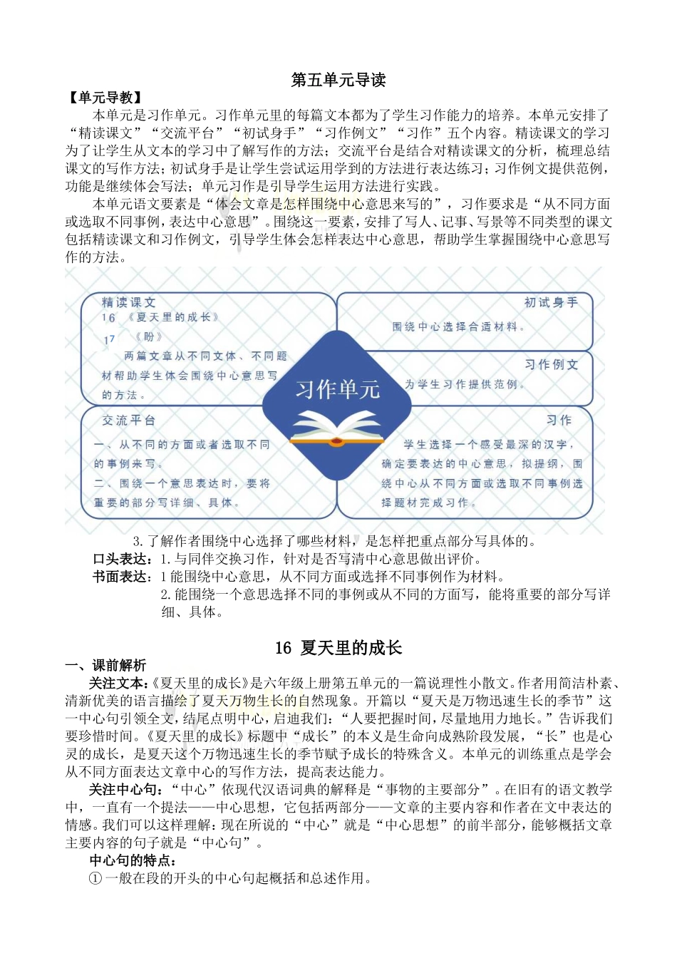 16 夏天里的成长 名师教案.doc_第1页