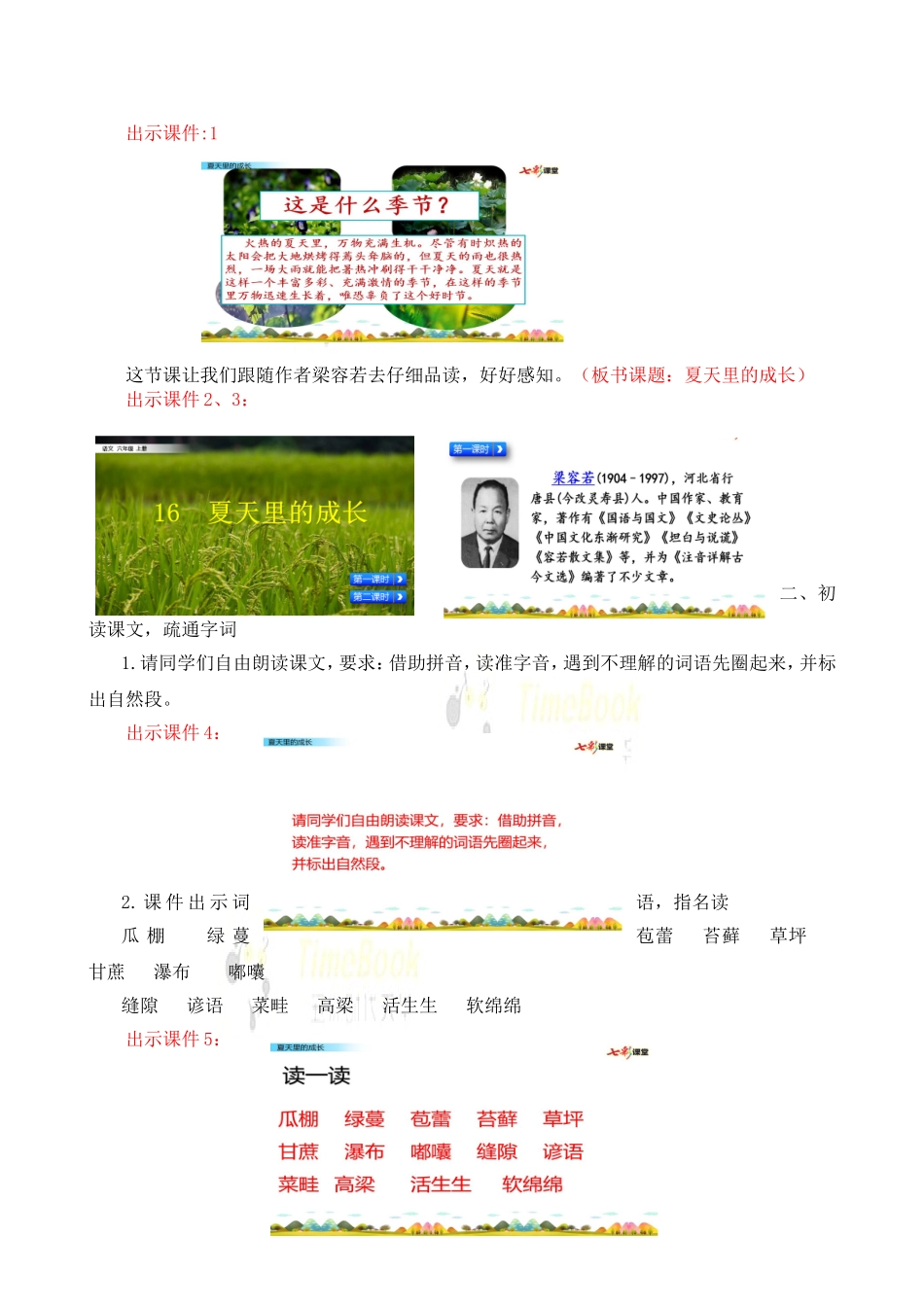 16 夏天里的成长 名师教案.doc_第3页