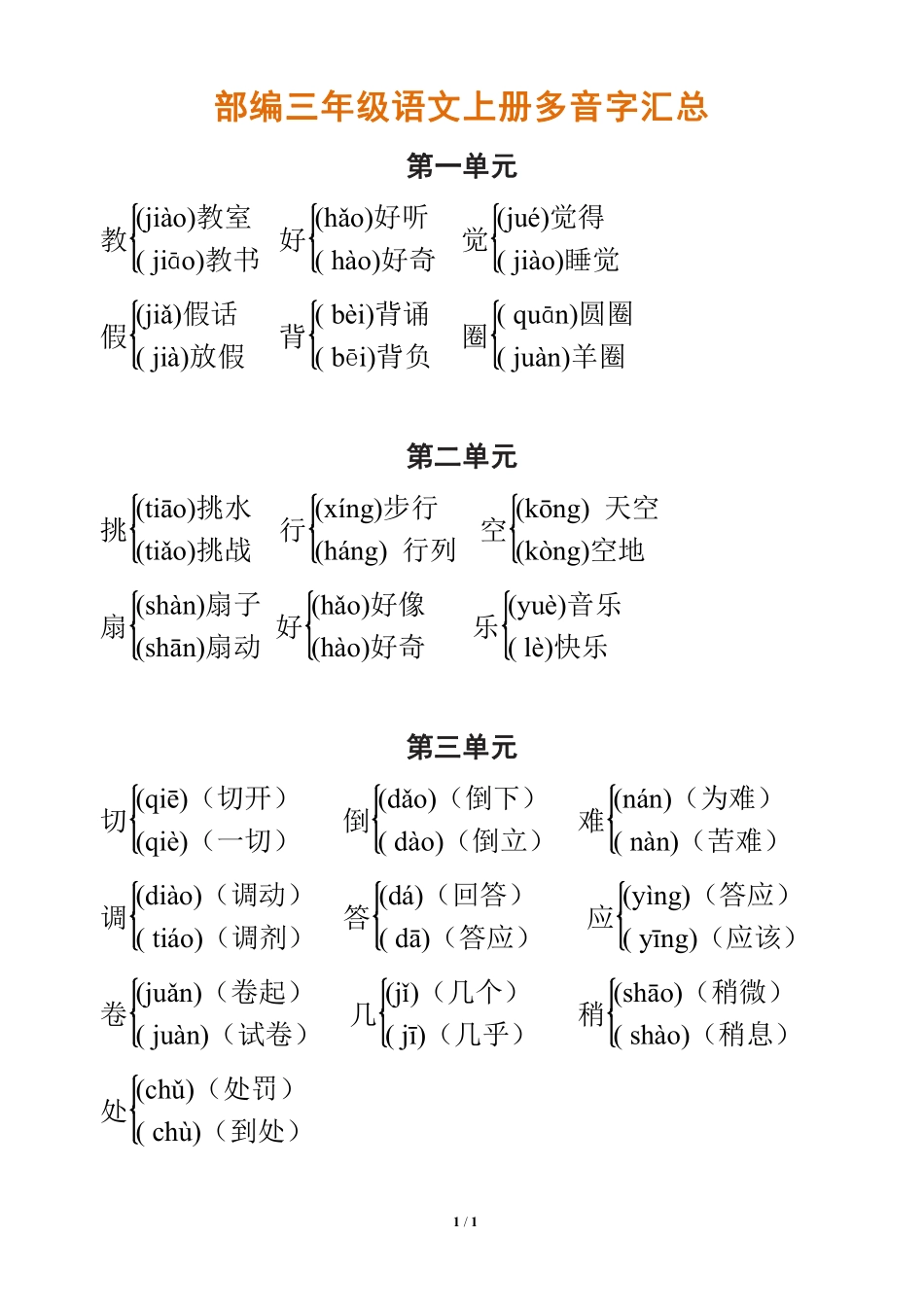 部编三年级语文上册多音字汇总.pdf_第1页