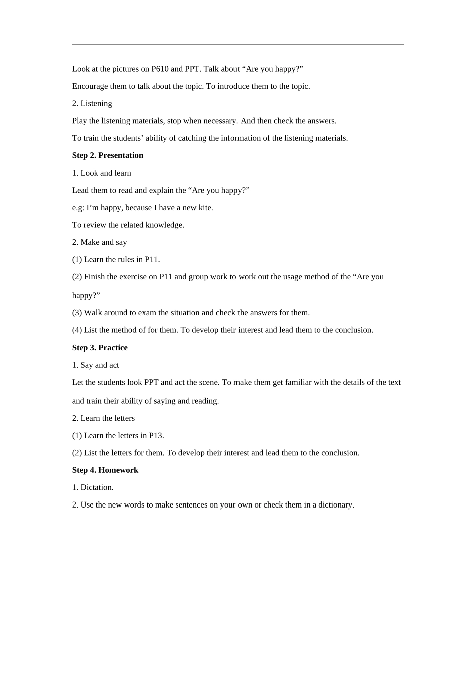 Unit 3 Are you happy？ 教案.doc_第2页